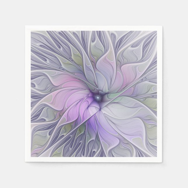 Svårforcerad modern abstrakt fraktal konst blomma pappersservett (Framsidan)