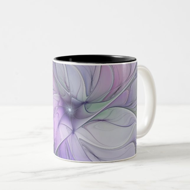 Svårforcerad modern abstrakt fraktal konst blomma Två-Tonad mugg (Framsida höger)