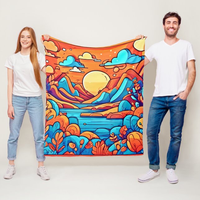 Svårforcerad regnbågskartongskog fleecefilt (På plats)