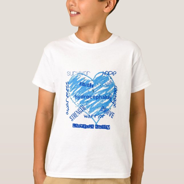 svärm för hydrocephalusmedvetenhetnyckelpigor tee shirt (Framsida)