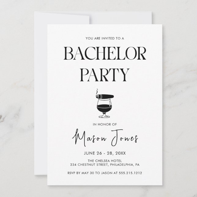 Svärmannafest med whisky och cigarr inbjudningar (Framsida)