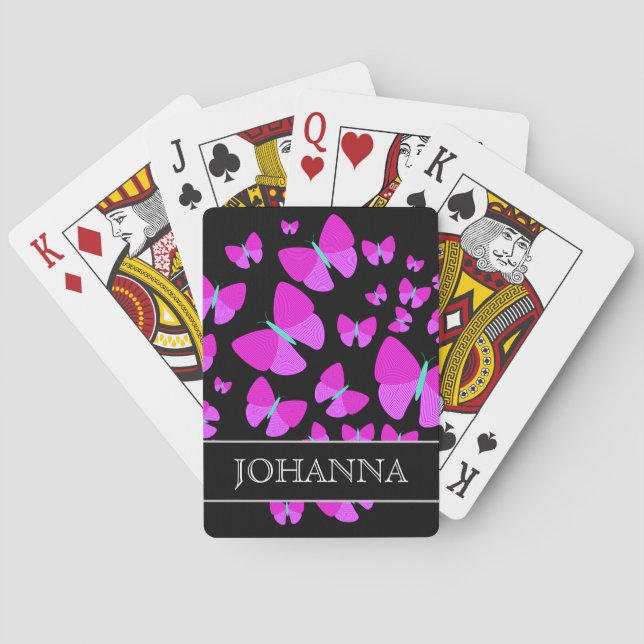 Svärmning av konstnärliga fjärilar + anpassat namn casinokort (Baksidan)