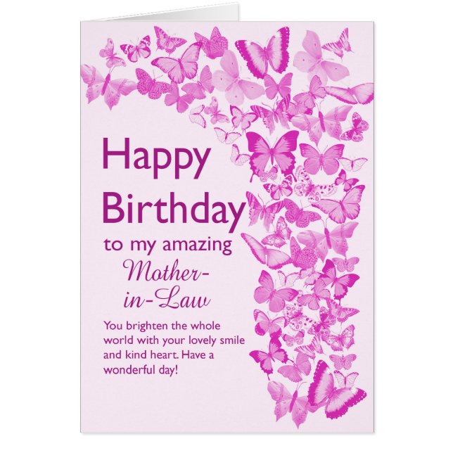 Svärmor Birthday Butterflies Hälsningskort (Framsidan)