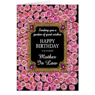 Svärmor Daisy vid Rosa på födelsedagen Hälsningskort