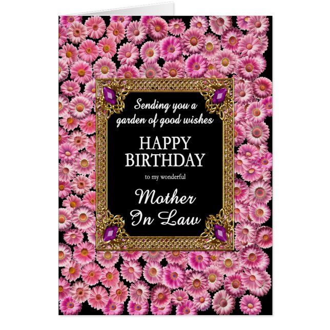 Svärmor Daisy vid Rosa på födelsedagen Hälsningskort (Framsidan)