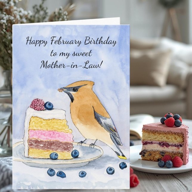 Svärmor Glad Februari Födelsedag Fågel Kort (Skapare uppladdad)