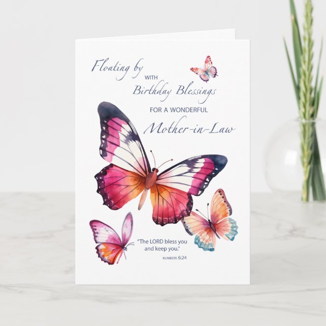 Svärmor Religiösa Birthday med Butterflies Kort (Framsida)