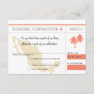 Svaromslut Boarding Pass TILL MEXICO Inbjudningar
