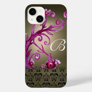 SVAROR, BERRIES DAMASK MONOGRAM rosa svart grått