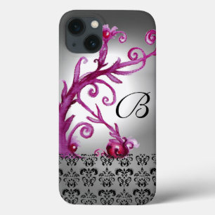 SVAROR, BERRIES DAMASK MONOGRAM rosa, vit svart
