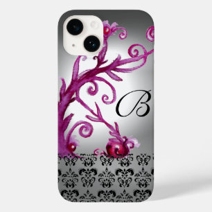SVAROR, BERRIES DAMASK MONOGRAM rosa, vit svart
