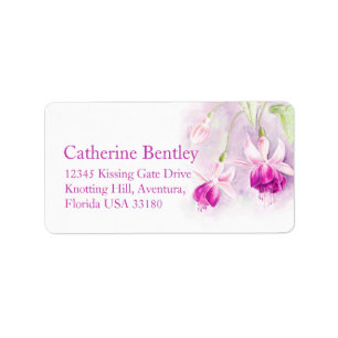 Svarsadressetikett för Fuchsia-blomman rosa bröllo Adressetikett