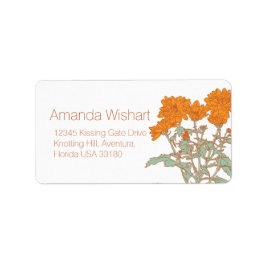 Svarsadressetikett för orange grönt blomma bröllop adressetikett