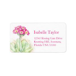 Svarsadressetikett för Primula rosa-blomman bröllo Adressetikett