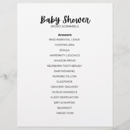 Svarsblad för Babyshower-ordgissning Brevhuvud