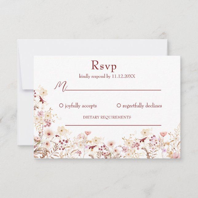 Svarsbrev för Boho vilda blommor OSA Kort (Framsida)