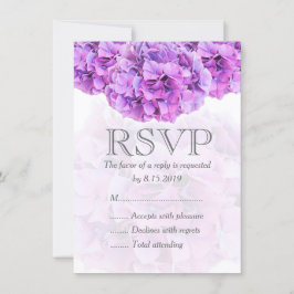 Svarsbrev för bröllop med lila hydrangea OSA kort