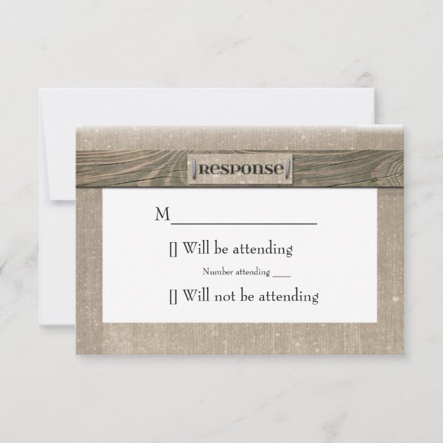 Svarsbrev i rustik trä och canvas OSA kort (Framsida)