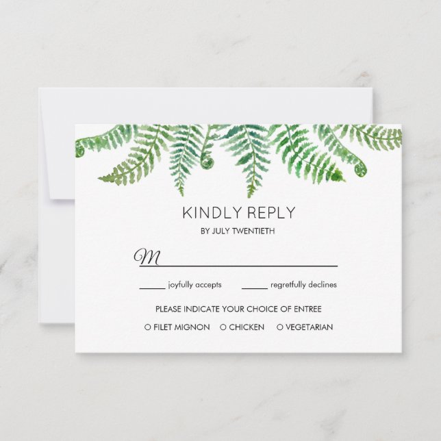 Svarsbrev med gröna ormbunkar OSA kort (Framsida)