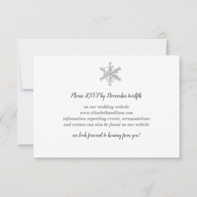 Svarsbrevskort med snöflinga inbjudningar (Framsida)