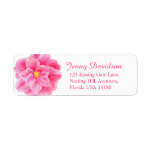 Svarsetiketter för Camellia rosa bröllop Returadress Etikett