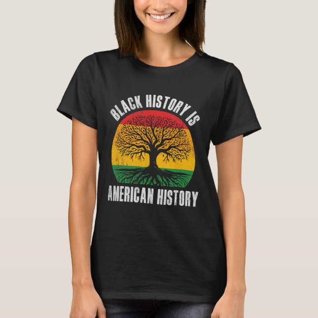 Svarshistorien är Amerikansk historia Bhm African  T Shirt (Framsida)
