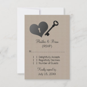 Svarskort Beige Heart Lock och Nyckel OSA Kort