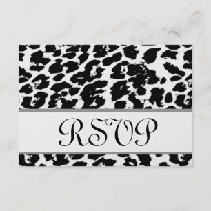 Svarskort Black and White Leopard OSA Bröllop Kort