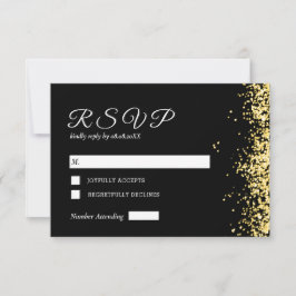 Svarskort Black Golden Modern Bröllop i OSA Kort