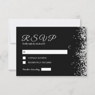 Svarskort Black Silver Modern Bröllop OSA Kort