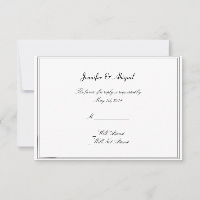 Svarskort Black White Elegance Brides Bröllop OSA Kort (Framsida)