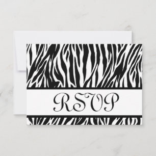 Svarskort Black White Zebra tryck OSA Bröllop Kort