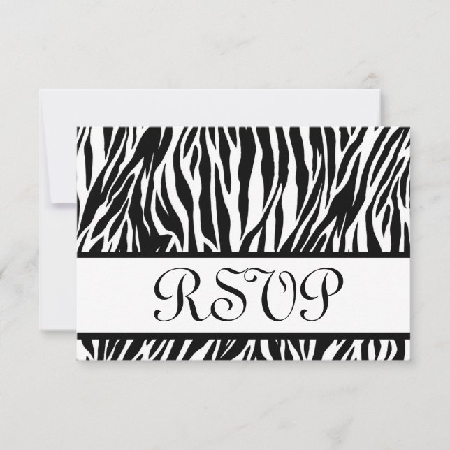 Svarskort Black White Zebra tryck OSA Bröllop  Kort (Framsida)