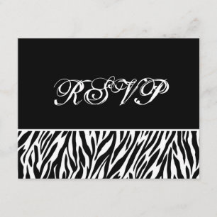 Svarskort Black White Zebra tryck OSA Bröllop Kort