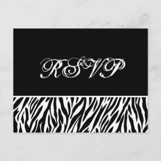 Svarskort Black White Zebra tryck OSA Bröllop Kort