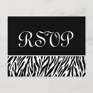 Svarskort Black White Zebra tryck OSA Bröllop Kort