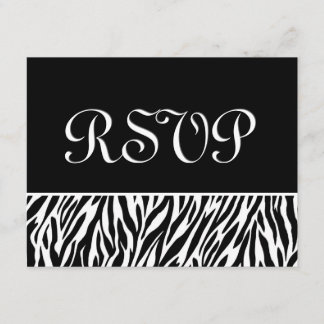 Svarskort Black White Zebra tryck OSA Bröllop Kort
