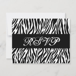 Svarskort Black White Zebra tryck OSA Bröllop Kort