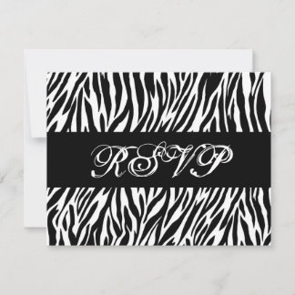Svarskort Black White Zebra tryck OSA Bröllop Kort