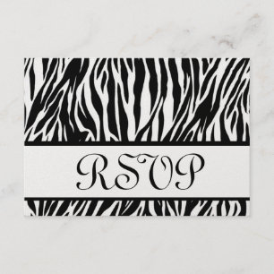 Svarskort Black White Zebra tryck OSA Bröllop Kort