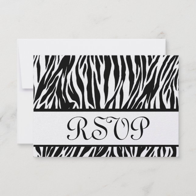 Svarskort Black White Zebra tryck OSA Bröllop  Kort (Framsida)