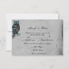 Svarskort Blue Gothic Uggla Posh Bröllop OSA Kort