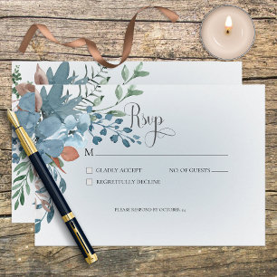 Svarskort Boho Rust & Blue Blommigt Bröllop OSA Kort