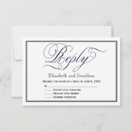 Svarskort Bröllop på marin Chic Calligraphy-skript OSA Kort