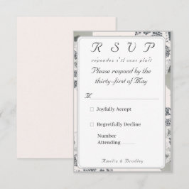 Svarskort Champagne-Rosa Snöre Bröllop OSA Kort