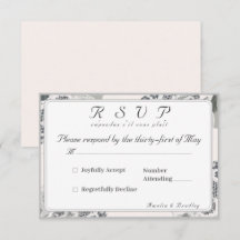 Svarskort Champagne-Rosa Snöre Bröllop