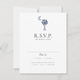 Svarskort Charleston Toile Navy Blue Bröllop OSA Kort