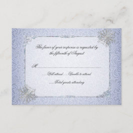 Svarskort Crystal Blue Snowflake Bröllop OSA Kort