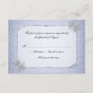 Svarskort Crystal Blue Snowflake Bröllop OSA Kort