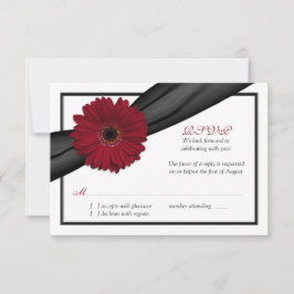 Svarskort Deep Red Daisy Black (svart) från Bröllo OSA Kort